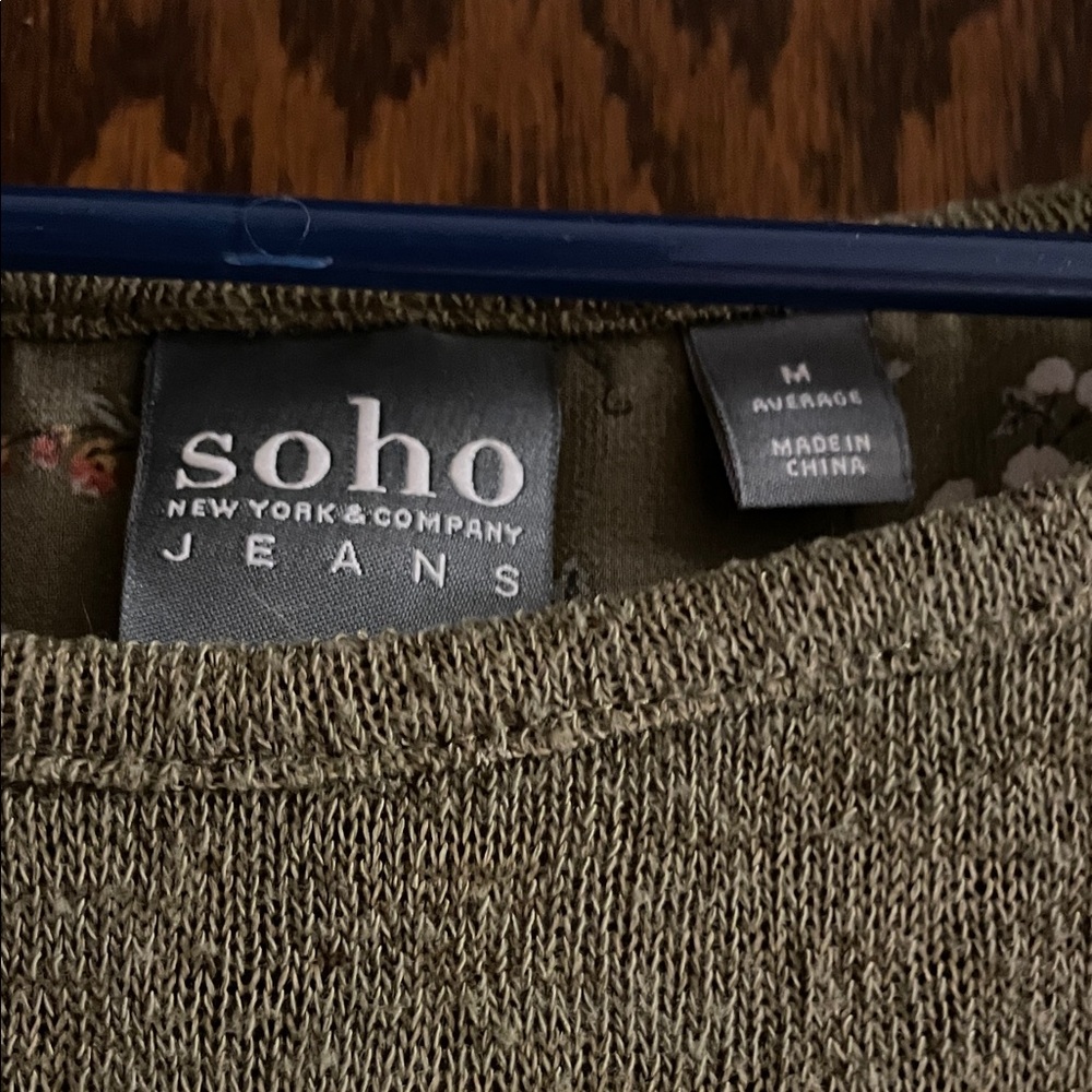 New York & Company Olive Layered Blouse - Picture 2 of 5